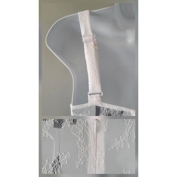 Danielle Bernstein White Lace Maxi Dress Adjustable Straps & Sheer Bodice-XS - Picture 10 of 11